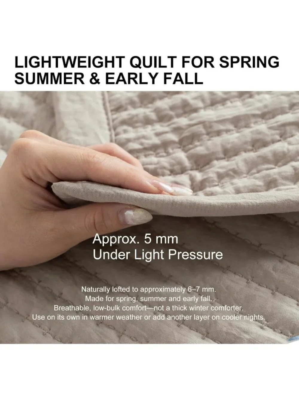 XL King Lightweight Quilt Set 108x98 in, Cozy Oatmeal Bedding for All Seasons